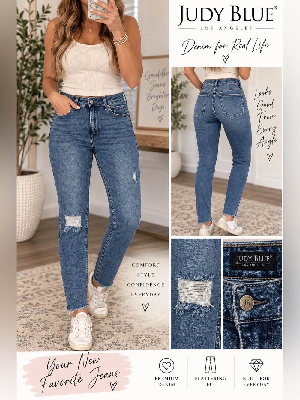 Judy Blue Boyfriend Fit Distressed Jeans – Size 11